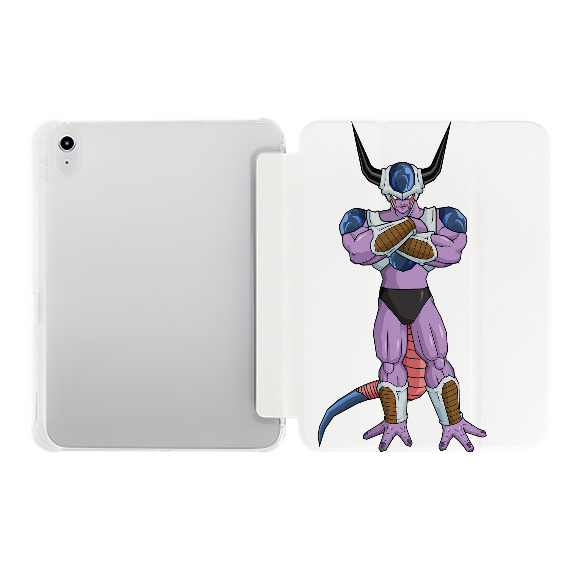 （画像用） ドラゴンボール フリーザ DRAGON BALL Frieza IPad ケース ペン収納付き 三つ折りスタンド PUレザー×シリコン 対応機種9.5/10.5/10.9インチ